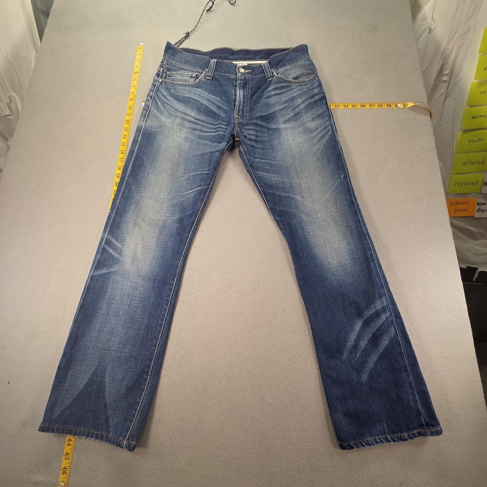 Levis Jeans Mens Blue Med Wash Regular Straight Whiskers Honeycomb Fits 34x32